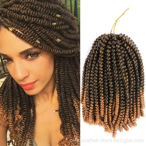 ombre free sample spring twist hair synthetic braiding crochet hair extensions spring twist braiding curl hair 8inch 12inch